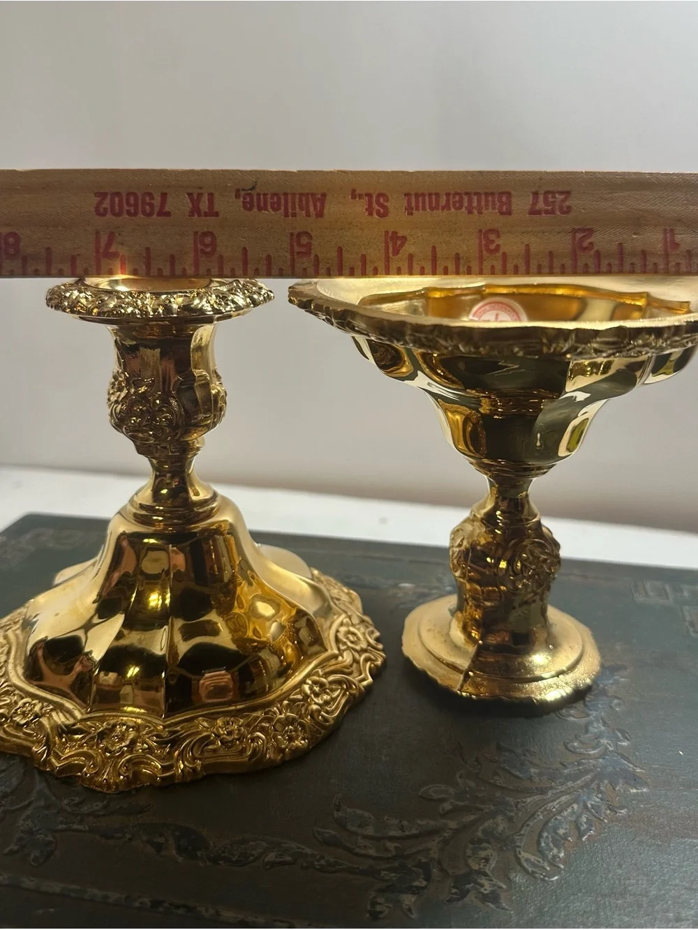 Brass Rococo-Style Candlestick Pair